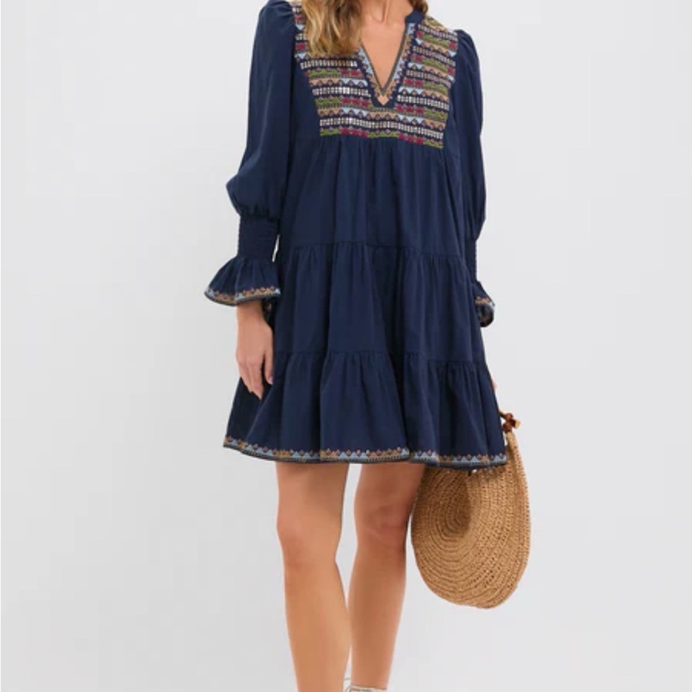 Tuckernuck Navy Embroidered Sequin Kenzo Dress